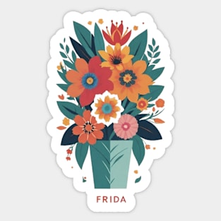 Frida's Floral Symphony: Inspired Bouquet Sticker